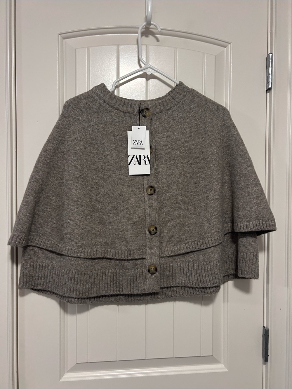 ZARA Viral Knit Cape Jacket Mink NWT Size S 2488/107